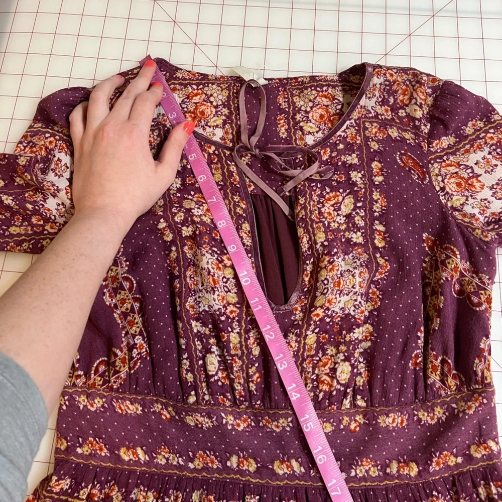 Free People lavender peasant boho floral flowy dress size xs